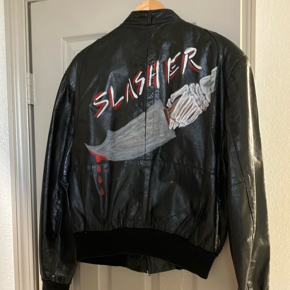 Sears Black Leather Bomber Jacket